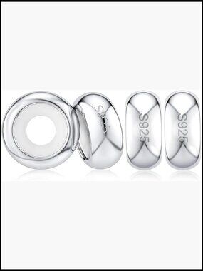 Sterling Silver Stopper Charms for Charm Bracelets Round Spacer Beads Jewelry